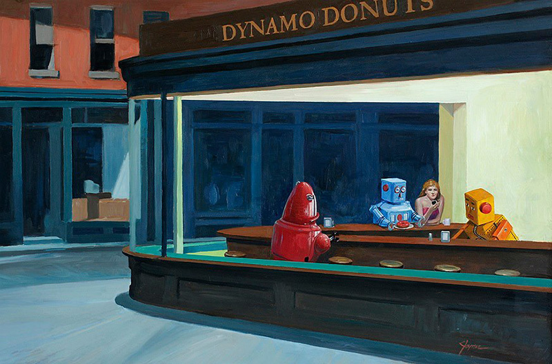 Ilustración Eric Joyner, robots y donuts 2